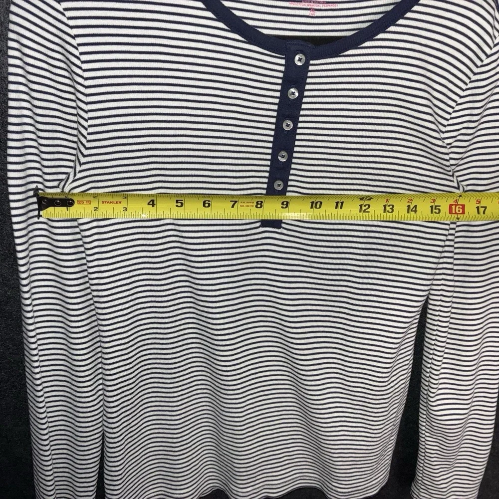 VINEYARD VINES Shirt XL‎ Blue White Henley Striped Long Sleeve Tee Cotton Modal - Picture 6 of 8